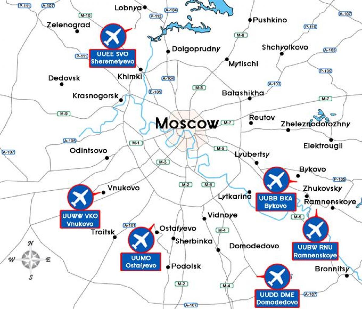 خريطة مطارات موسكو